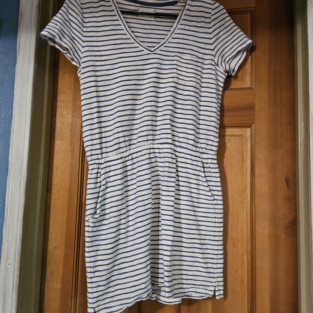 Lou & Grey Blue and White V-Neck Mini Sundress